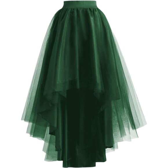 High Low Tulle Skirt for Women Dark Green - Picture 1 of 6